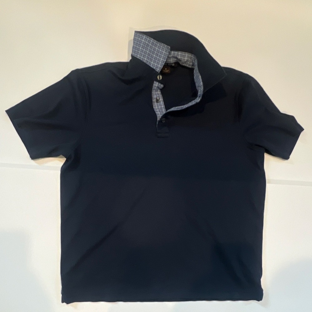 Michael‎ Kors Men's Navy Blue Short Sleeve Collared Cotton Solid Polo Shirt M
